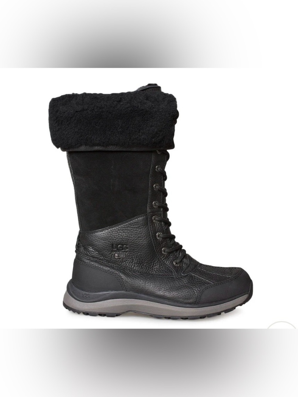 UGG Women's Black Tall Lace-Up Winter Boot with Shearling Cuff women  SIZE 5 BNW